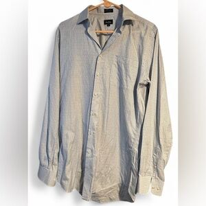 Neiman Marcus Light Blue Plaid Button Down Shirt Size 16 36/37